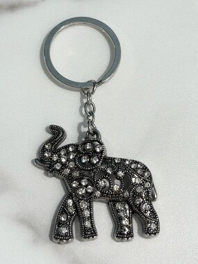 Rhinestone Elephant Keychain